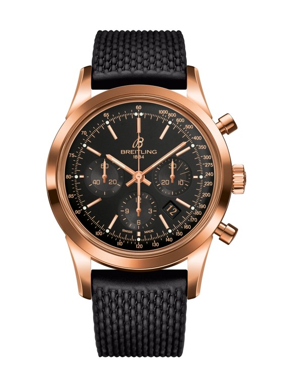 Breitling Transocean Chronograph Red Gold / Black / Rubber Aero Classic ...